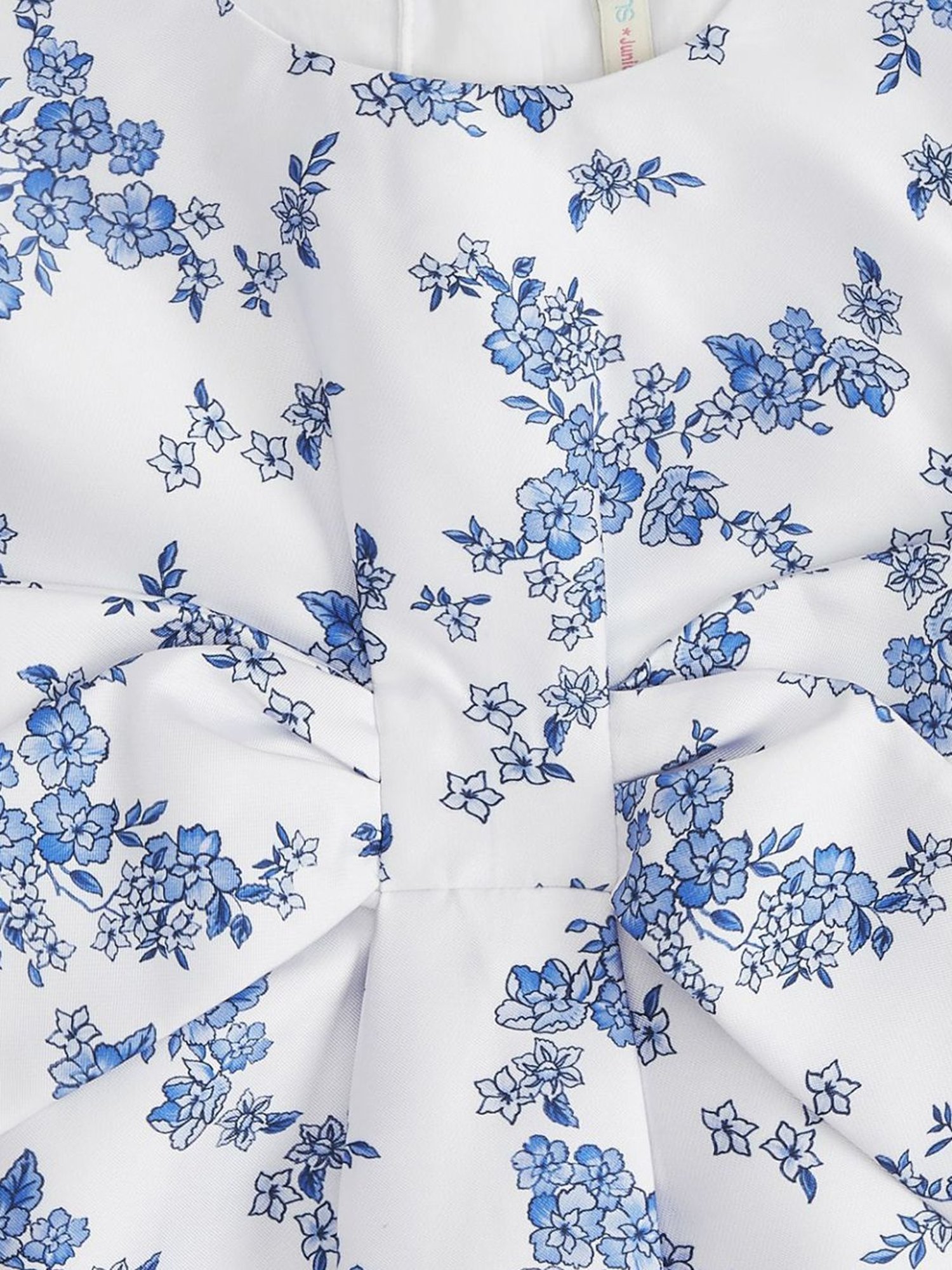 Pantaloons Junior White & Blue Cotton Floral Print Dress