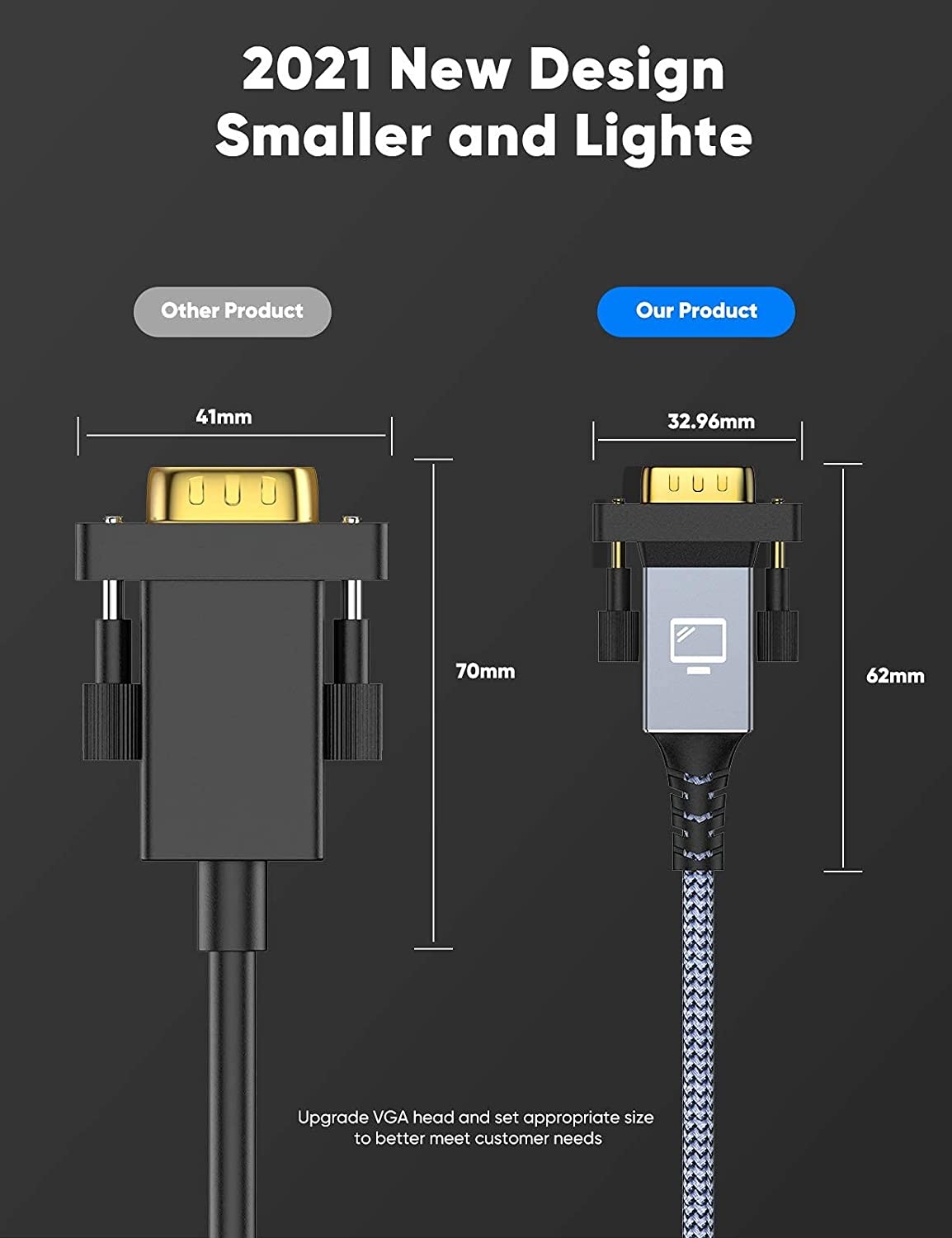 VGA CableCapshi VGA to VGA Cable 3ft Nylon Braided Reinforced Aluminum Shell 24k Gold-Plated Support 1080P Full HD with 15 pin VGA Port Compatible for ProjectorMonitor or Any VGA Devices
