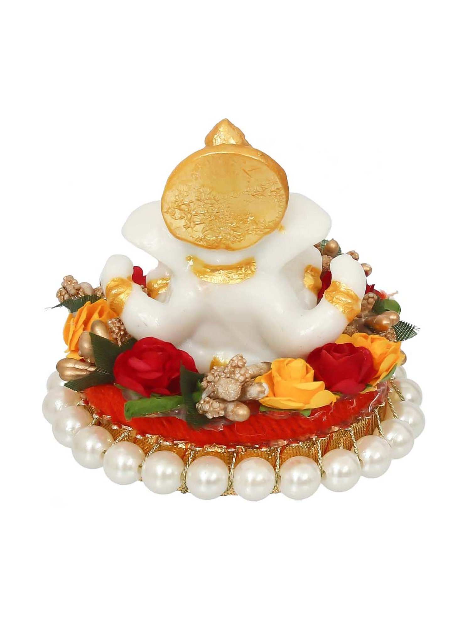 eCraftIndia Lord Ganesha Idol on Decorative Handcrafted Plate for Home and Car