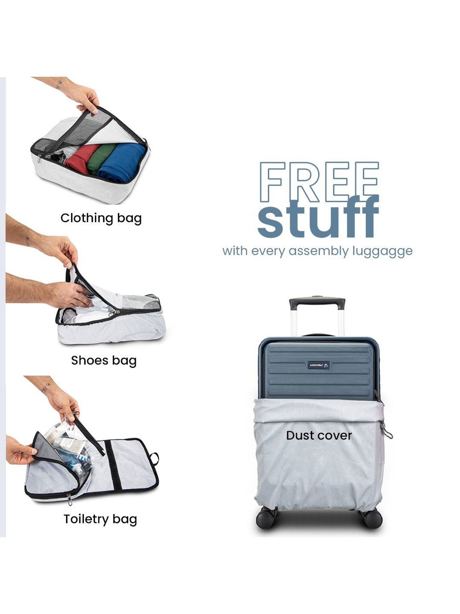 Assembly Blue Textured Trolley Bag Set of 2 - 20 inch & 24 inch