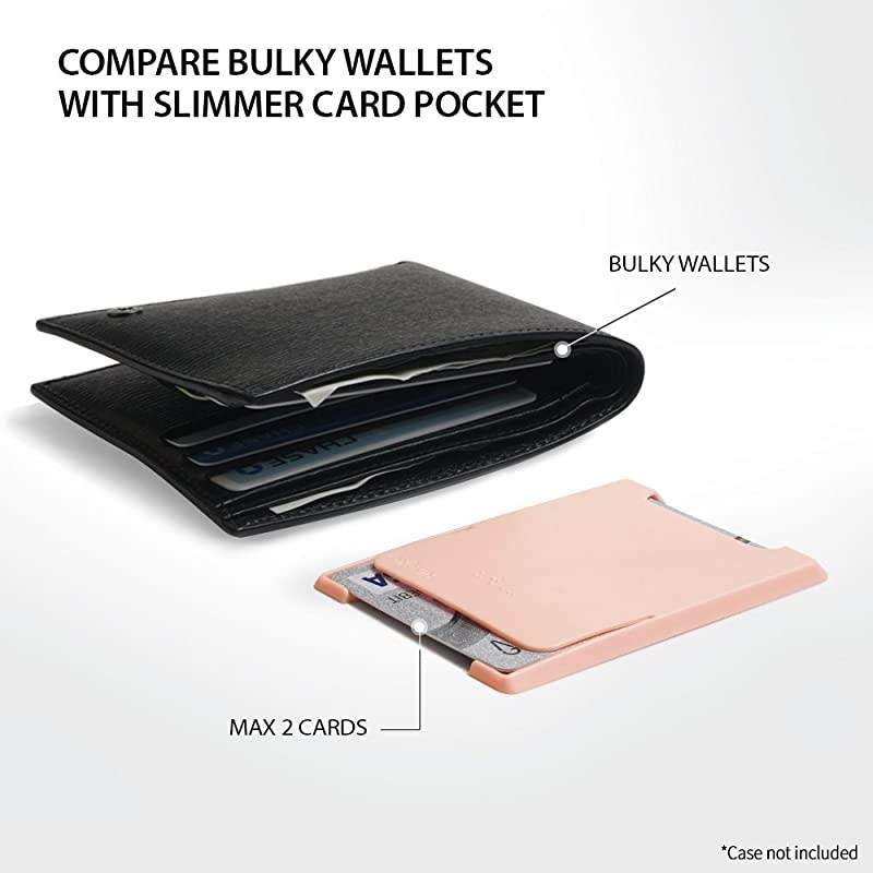 Slot Card Holder Adhesive Stick On Wallet Case Minimalist Slim Hard Premium Credit Card Cash Sleeve Compatible with Most Smartphones Peach Pink