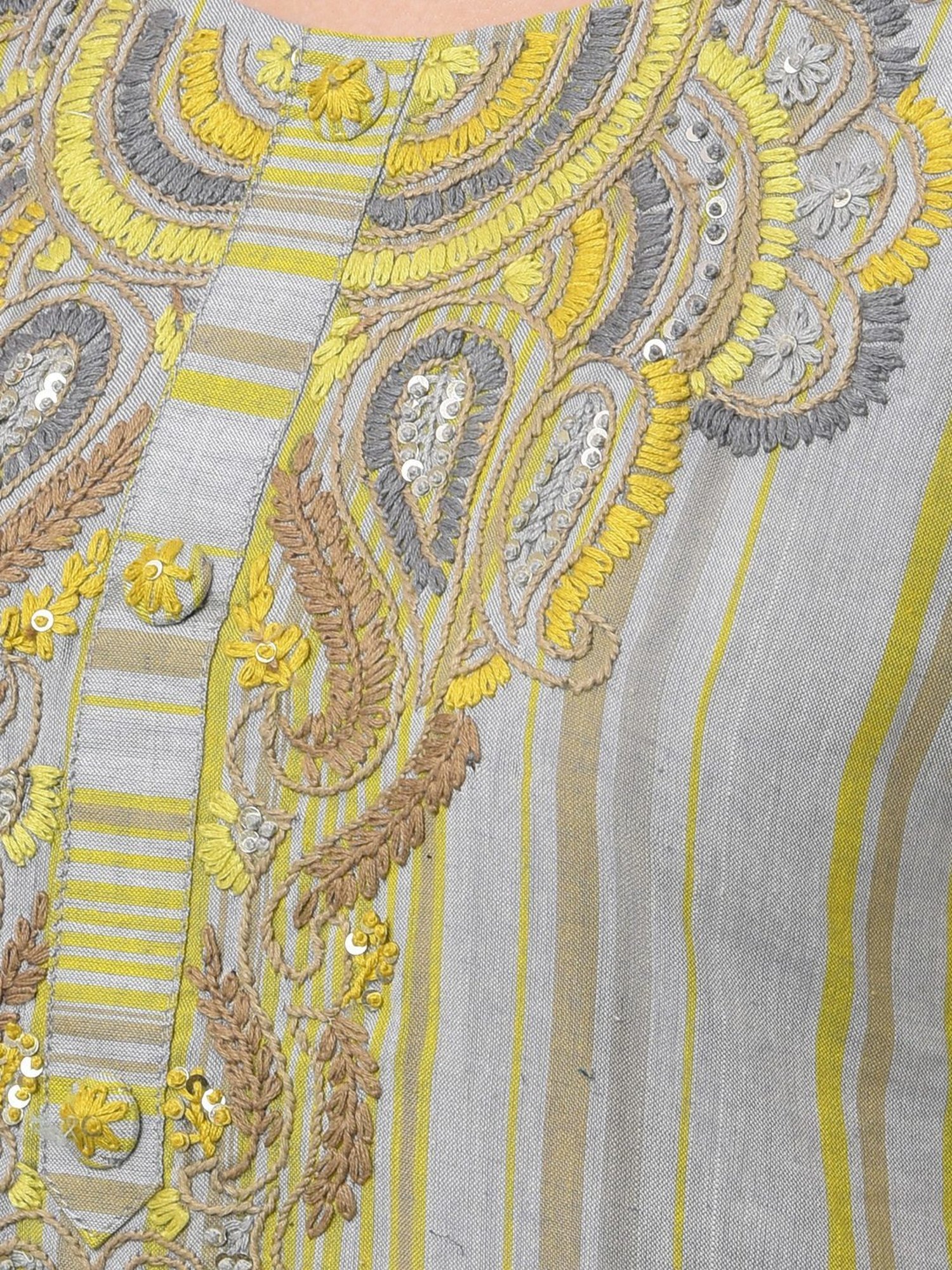 Dollar Missy Grey Embroidered Straight Kurta