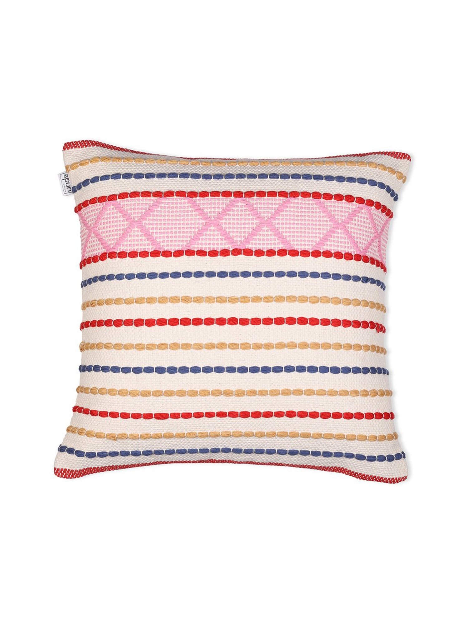 Spaces Spun Striped Pink Cotton Cushion Cover
