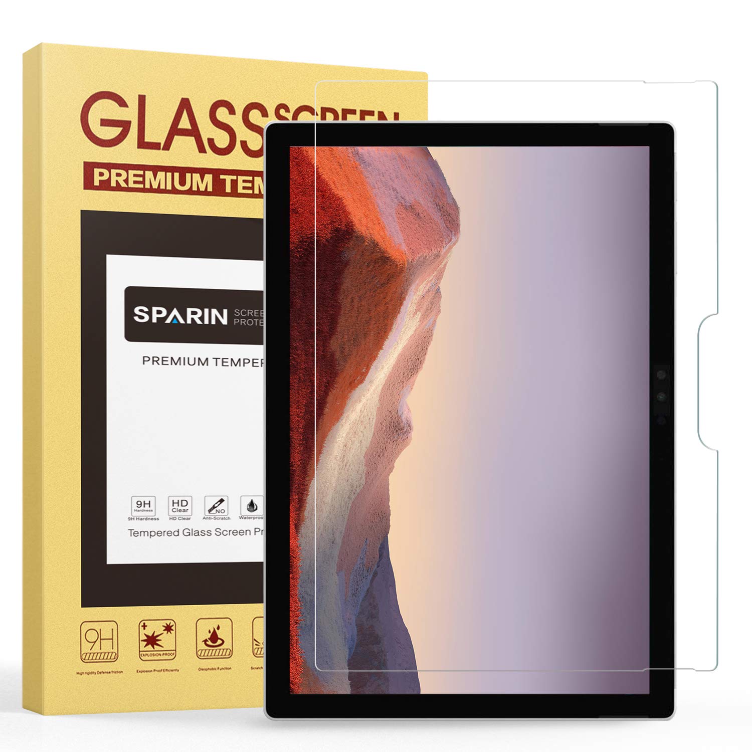 Screen Protector for Surface Pro 7 / Surface Pro 6 / Surface Pro (5th Gen) / Surface Pro 4, SPARIN Tempered Glass Screen Protector - Surface Pen Compatible/Scratch Resistant