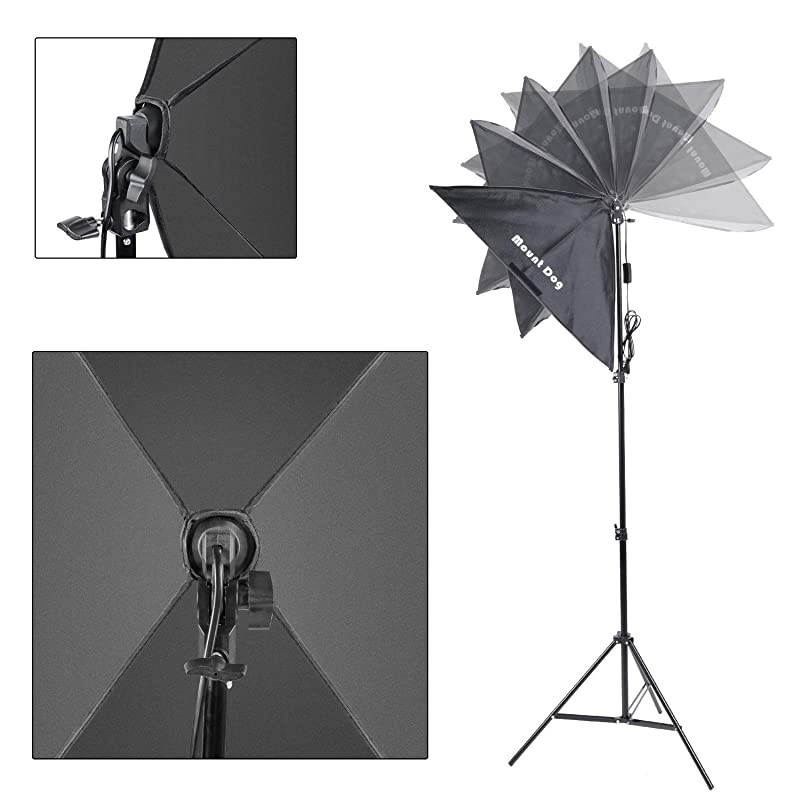 Photography Studio Softbox Lighting Kit Continuous Lighting System Photo with 3pcs E27 95W Bulbs Arm Holder Photo Video Soft Box Lighting Set for YouTube Filming Portrait Shooting