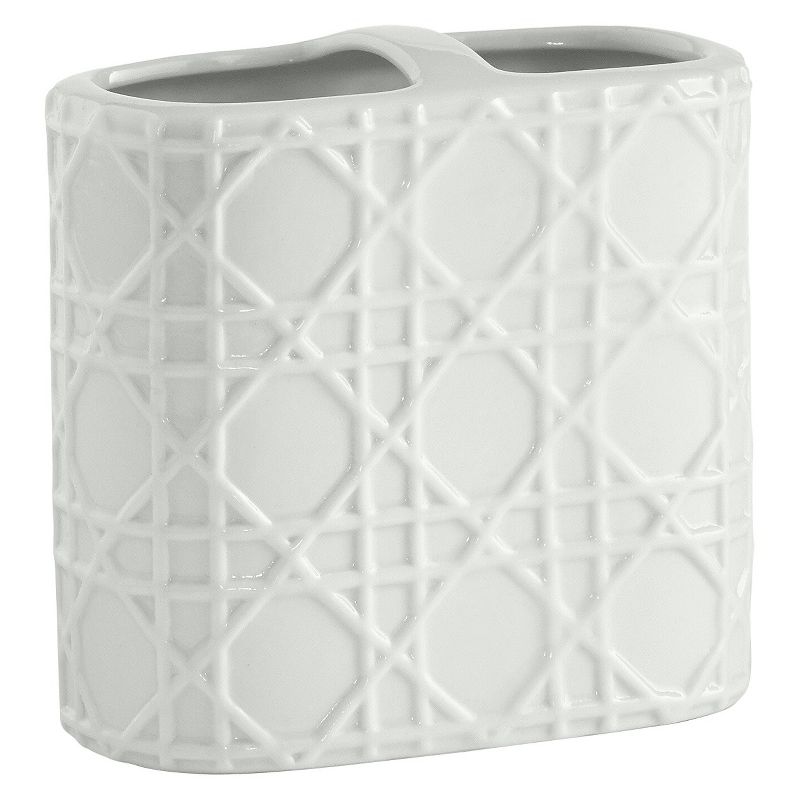 Wicker Toothbrush Holder White - Cassadecor