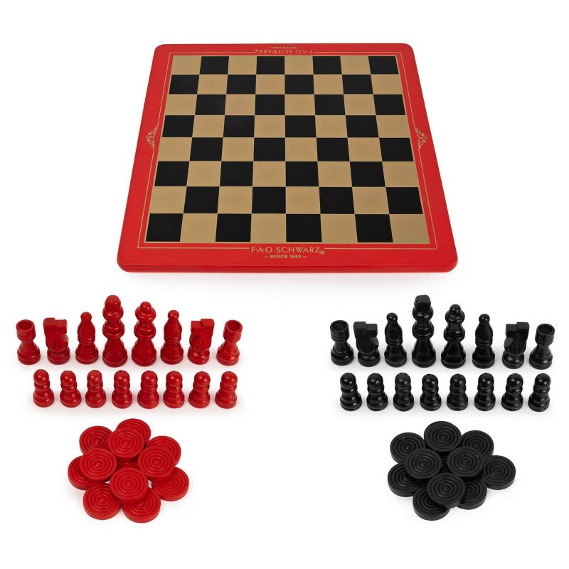 FAO Schwarz - Wood Chess, Checkers and Tic-Tac-Toe Game Set