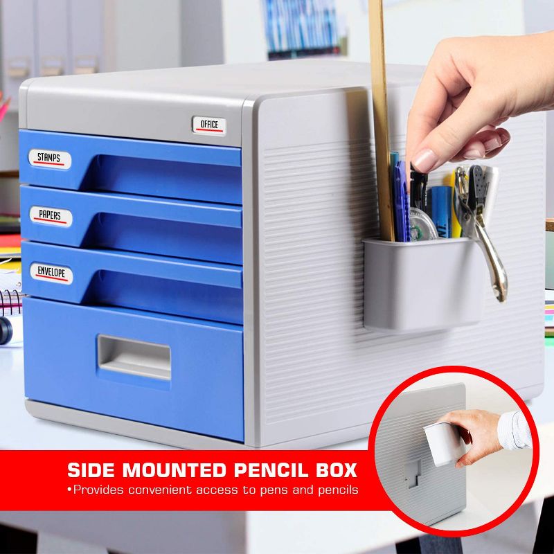 SereneLife 4 Drawer Home Office File Cabinet Desk Storage Organizer with Combination Lock for Papers, Tools, and Craft Supplies (2 Pack)