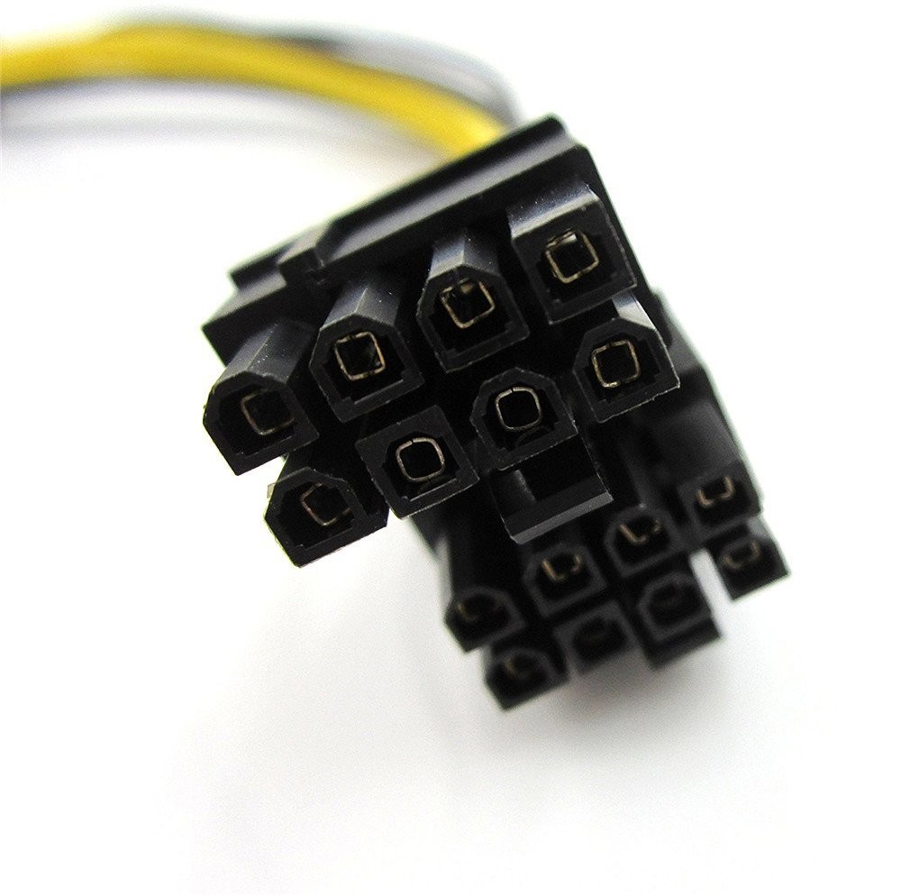 (2 Pack)18AWG PCI-E 6pin to Dual 8pin(6+2) Y-Splitter Extension Cable ,PCI Express PCI-E ATX 6Pin Male to Dual 8Pin & 6Pin Female Video Card Splitter Power Extension Cable ,1ft/30cm