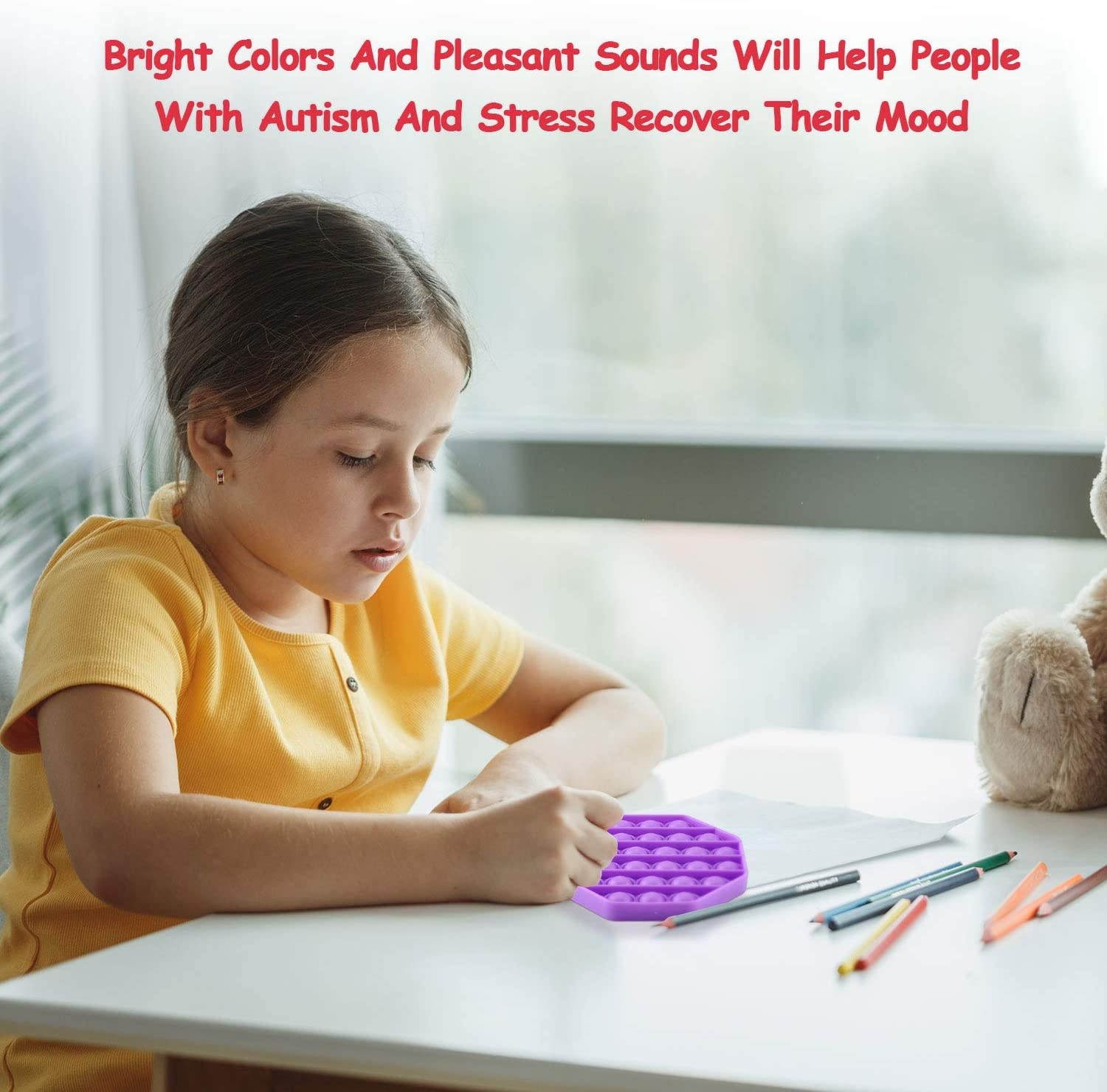 DALOJOE Push Pop Pop Bubble Fidget Sensory Toy, Pop Fidget Toys, 4 Pack Silicone Squeeze Sensory Toys, Stress Relief Toy, Autism Special Needs Anxiety Relief, Educational Toy, for Kids, Adults, Gifts