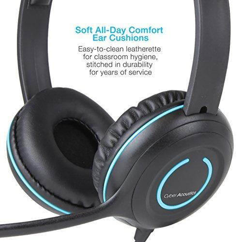 Cyber Acoustics 3.5mm Stereo Headset with Headphones and Noise Cancelling Microphone for PCs, Tablets, and Cell Phones in the Office, Classroom or Home (AC-5002)