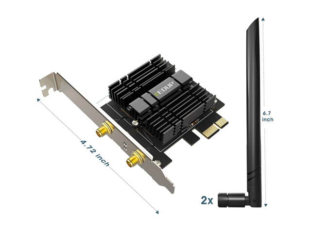 Wifi Adapter, EDUP WiFi 6 Card AX 3000Mbps PCIe Network Card AX200 2.4Ghz/5.8Ghz with Bluetooth 5.0 & Heat Sink Wireless PCI Express Wi-Fi Adapters Dual Band Antenna for Windows 10 64-bit
