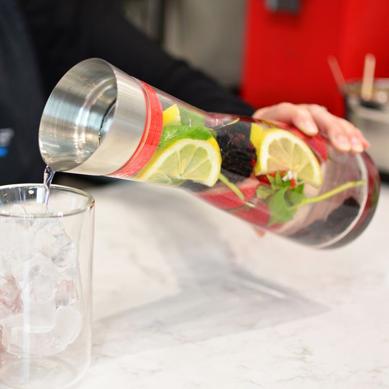 GROSCHE RIO Glass Infusion Water Pitcher and Sangria Maker Carafe with Stainless Steel Smart Filter Lid, 34 fl oz