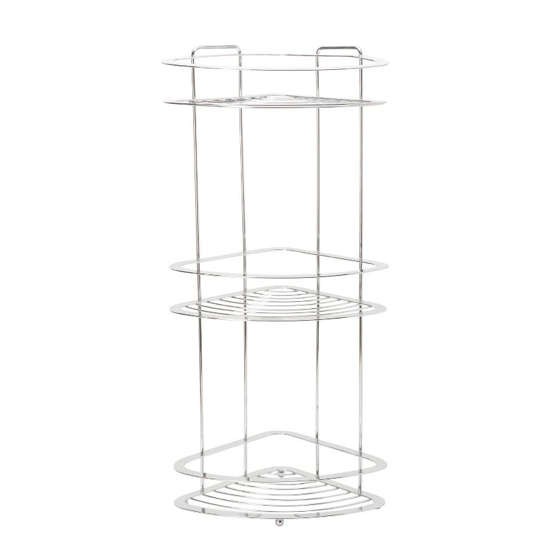Curved Shower Caddy with Soap Tray Light Silver 24.15" - Elegant Home Fashions