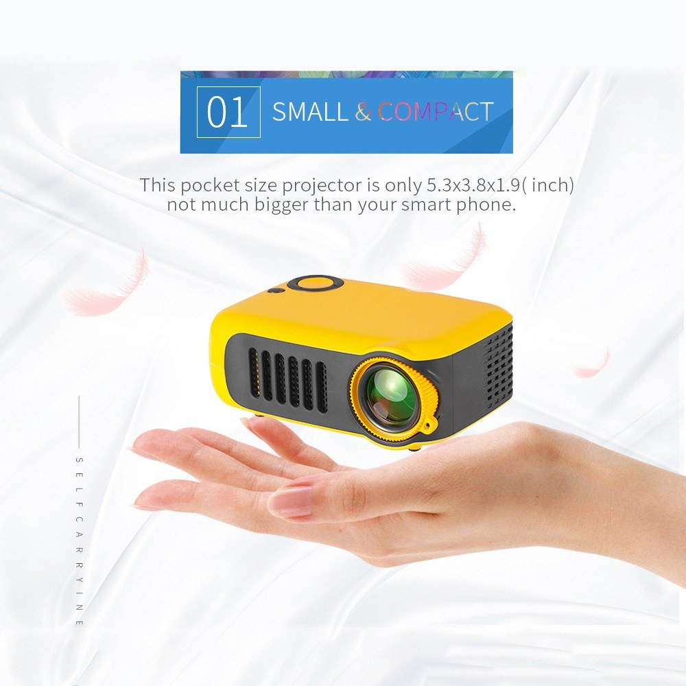 Mini Portable Projector Supports 1080P LCD 50,000 Hours Lamp Life Home Theater Video Projector Lightweight and Support Power Bank for TV Box/XBOX/TF Card/U Disk US Plug