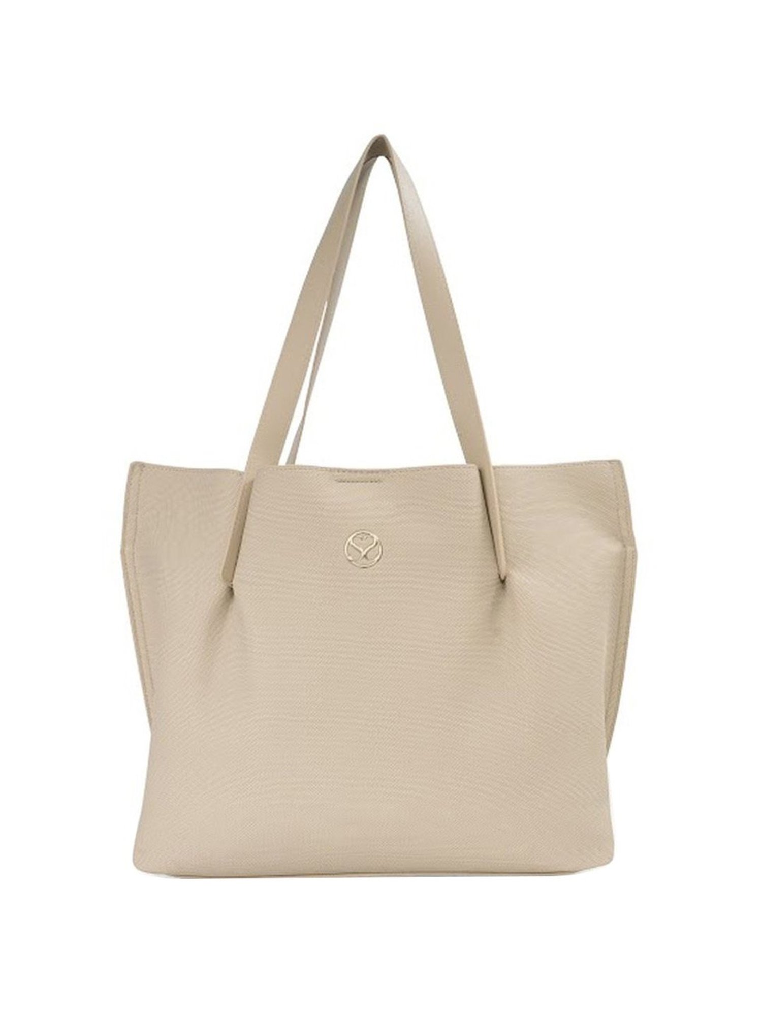 Sugarush Ancy Beige PU Solid Tote Handbag