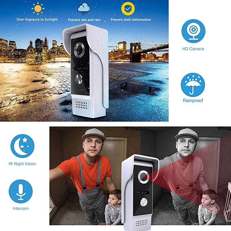 Wired Video Doorbell Intercom System 9 Inches Monitor Video Doorbell Door Phone Kits with HD Camera Support Unlock Monitoring DualWay Intercom for Villa Home Office Apartment