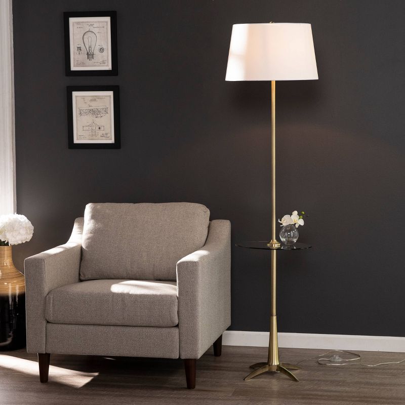 Perglade Floor Lamp with Shelf (Includes Light Bulb) Antique Brass - Southern Enterprises