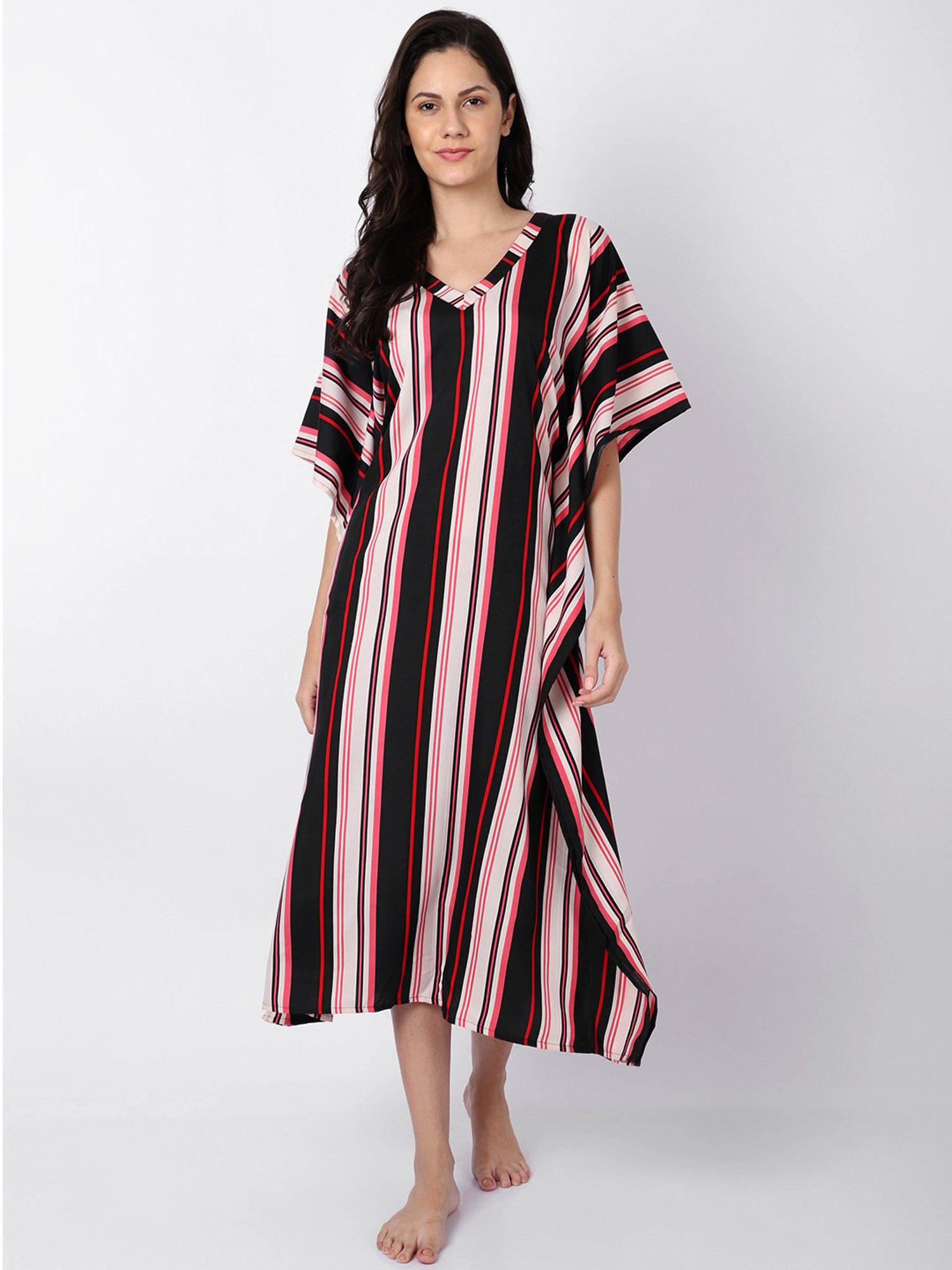 Erotissch Multicolor Striped Beachwear Kaftan Dress