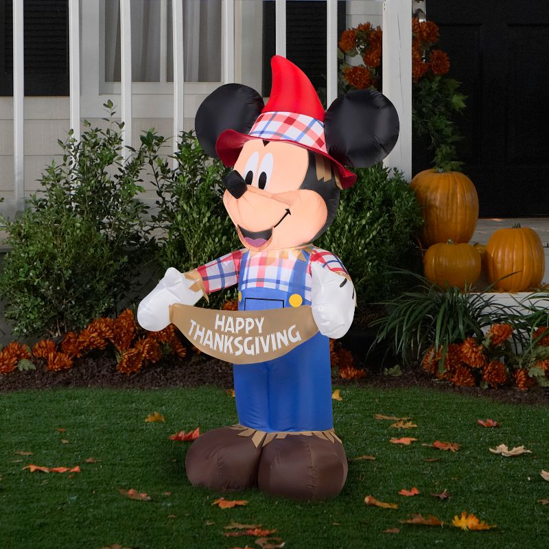 Gemmy Airblown Mickey as Scarecrow Disney, 3.5 ft Tall, Multicolored