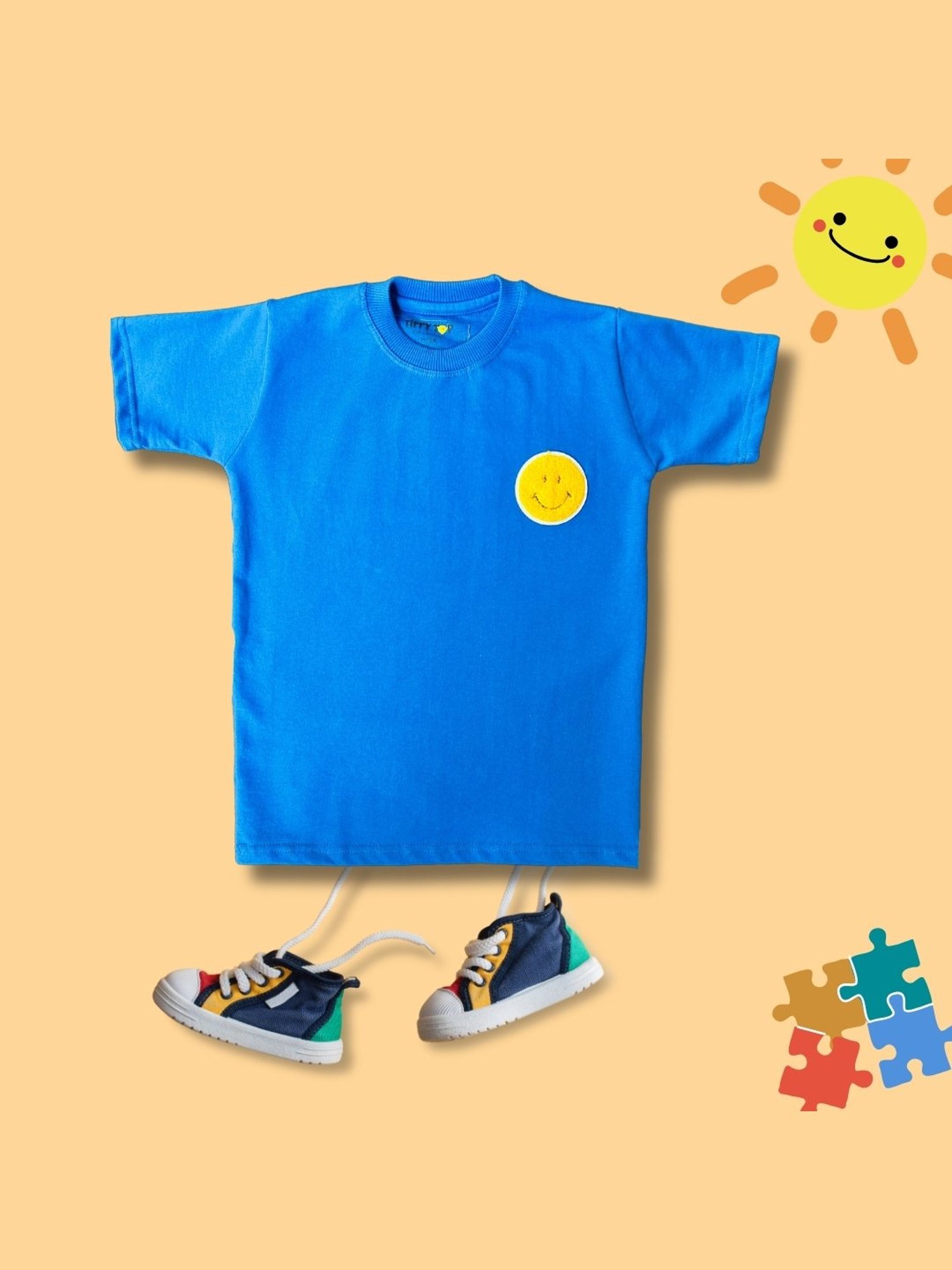 Tippy Top Kids Blue Self Design T-Shirt