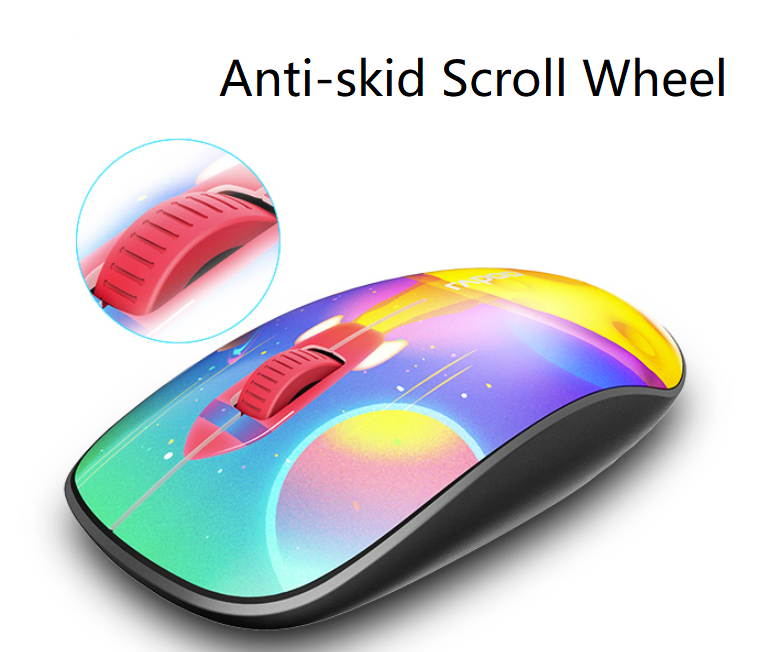 Rapoo M200  Ergonomic Design, Ultra-thin and Portable Colorful Exterior 2.4GHz Wireless Quiet Clicking Mouse For Office And Game - Blue