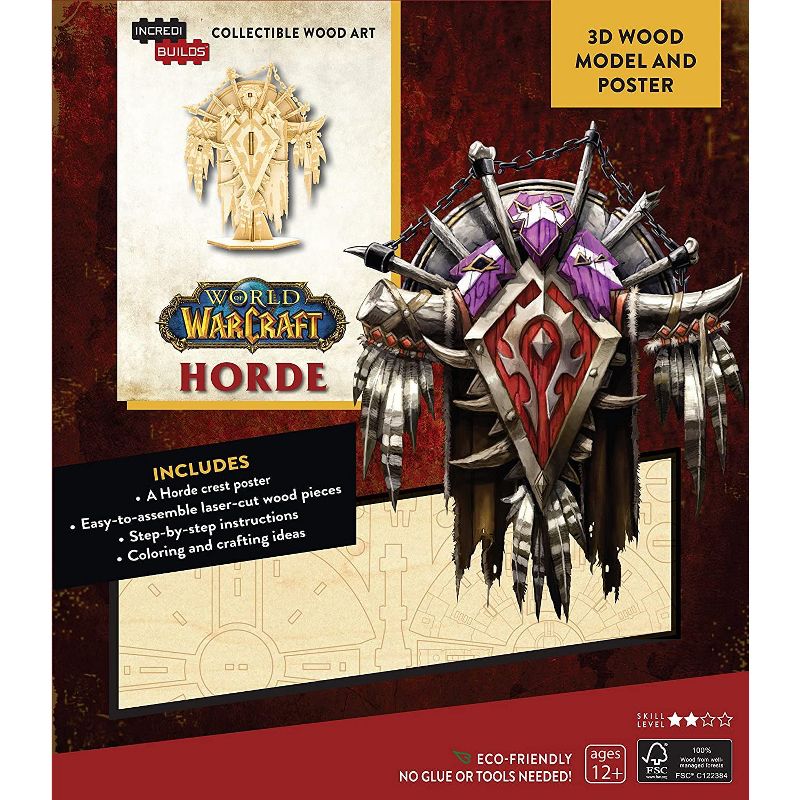 Incredibuilds World of Warcraft Horde Poster & Wood Model Figure Kit