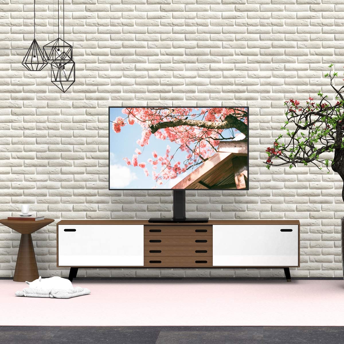 Universal Swivel TV Stand/Base Table Top TV Stand 32 to 65 inch TVs 80 Degree Swivel, 4 Level Height Adjustable, Heavy Duty Tempered Glass Base, Holds up to 99lbs Screens