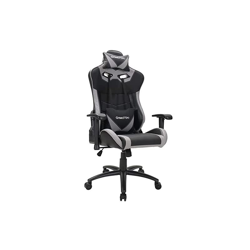 Back PU Leather Swivel Gaming Chair with Adjustable Lumbar Support Headrest Footrest Video Game Chair Racing Office Chair (Bule)
