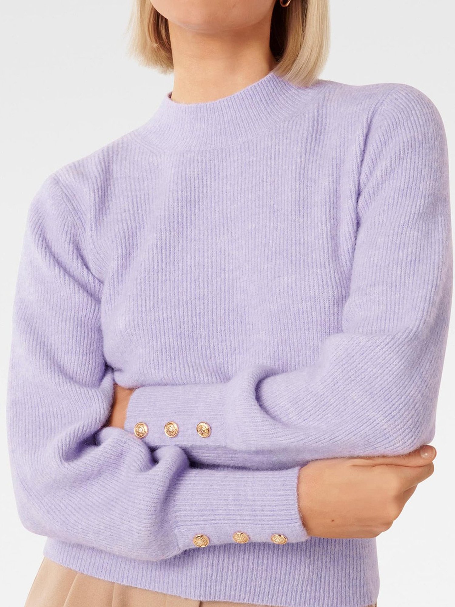 Forever New Fearne Crew Neck Button Cuff Jumper