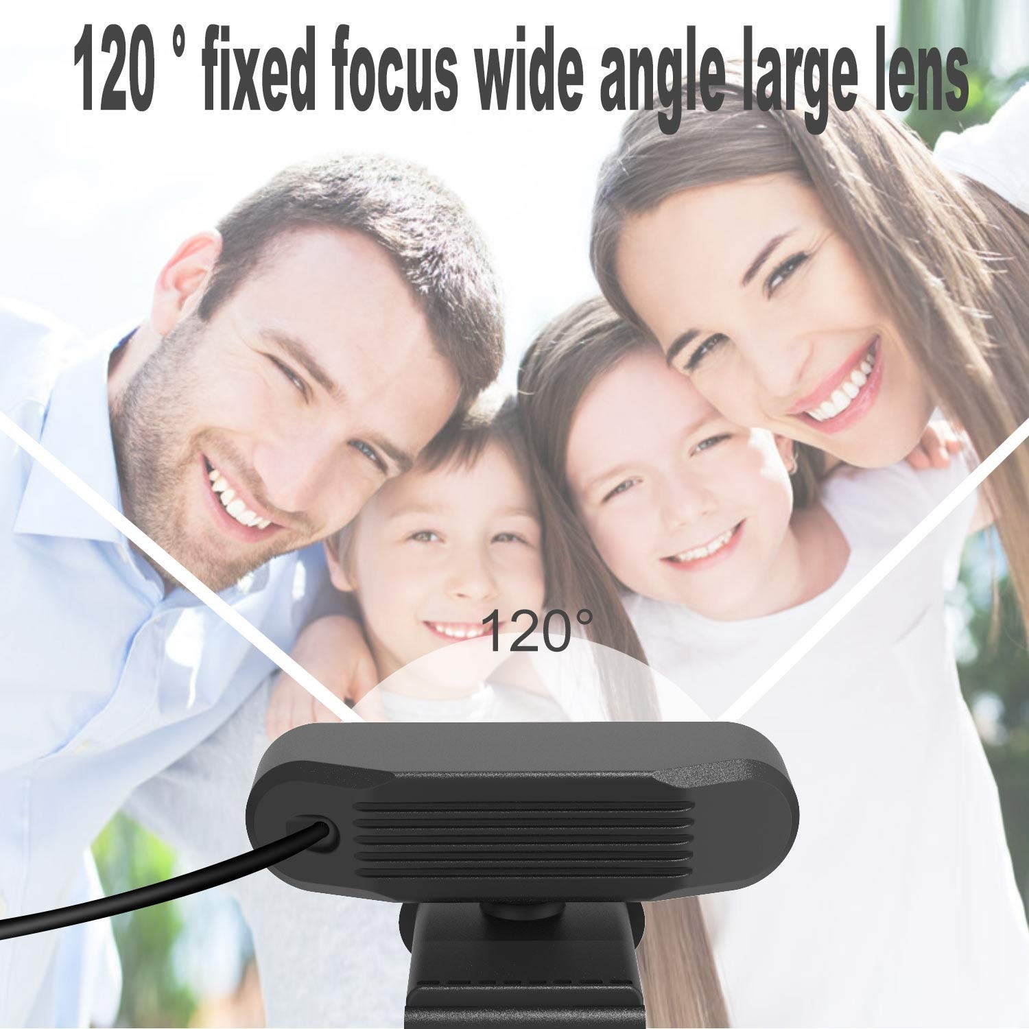 Webcam with Microphone, Automatic Focuse Full HD1080P Widescreen Webcam Lychee High Definition 1080P Camera for TV Desktop Laptop Video Calling & Recording Built-in Mic Computer Webcam Camera