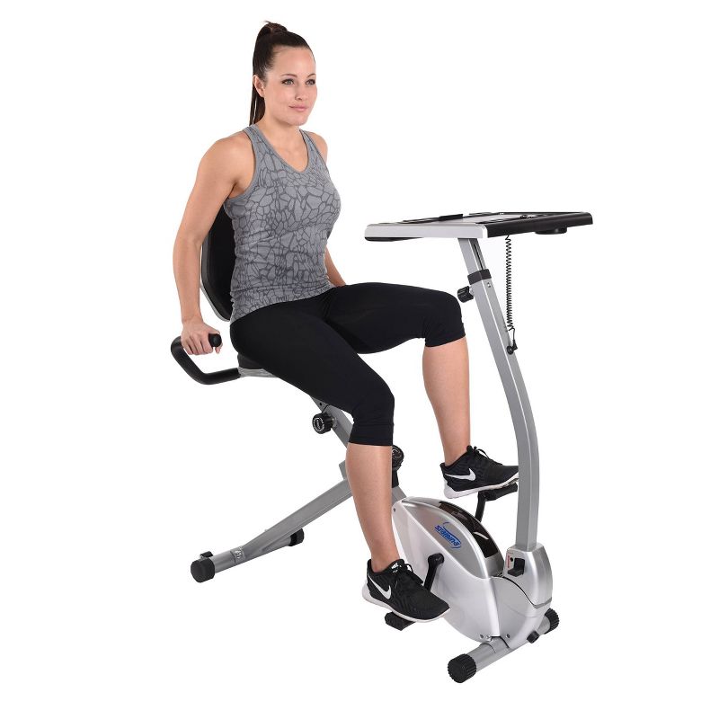 Stamina 2-in-1 Recumbent Cycling Workstation/Standing Desk - Chalk White