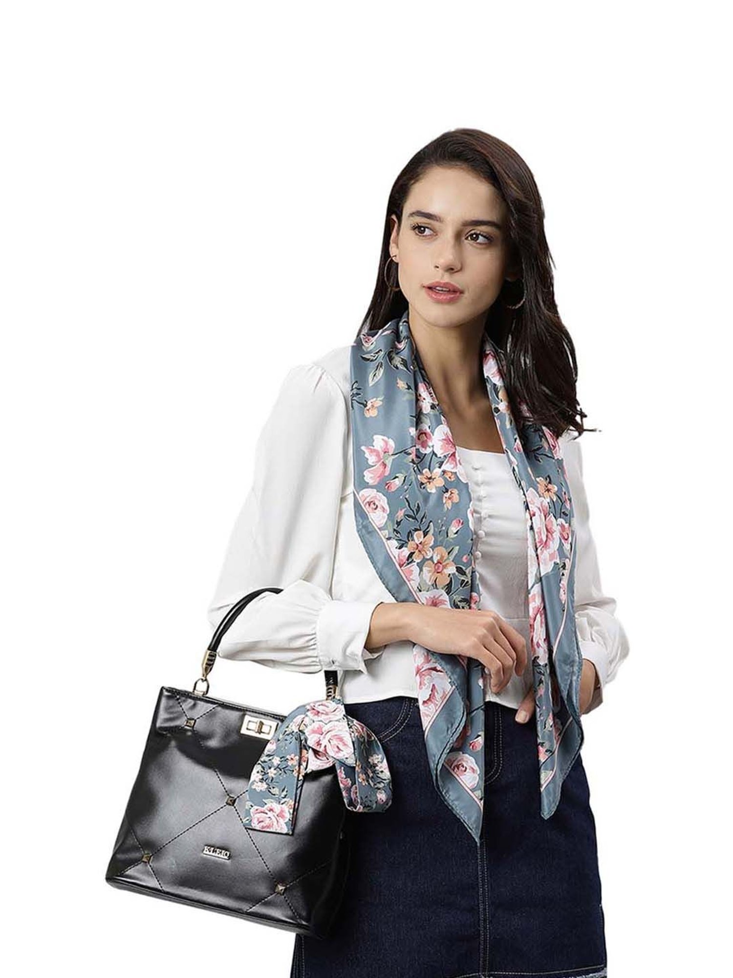 Tossido Grey Printed Stole