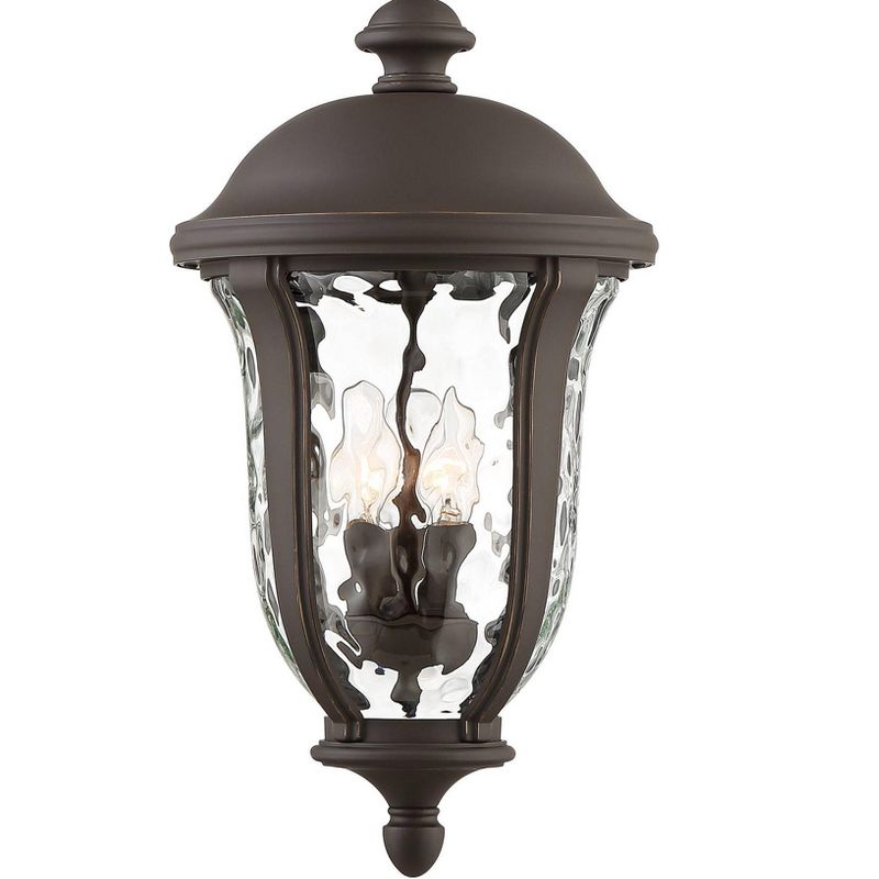 John Timberland Traditional Outdoor Ceiling Light Hanging Bronze 20" Clear Hammered Glass for Exterior House Porch Patio Deck