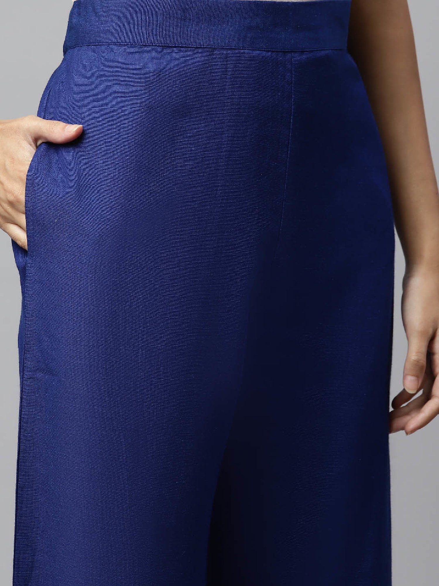 Linen Club Woman Navy Elasticated Pants