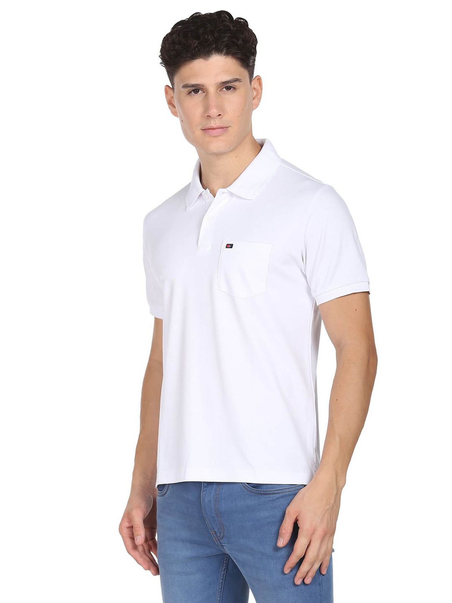 AD by Arvind White Slim Fit Polo T-Shirt