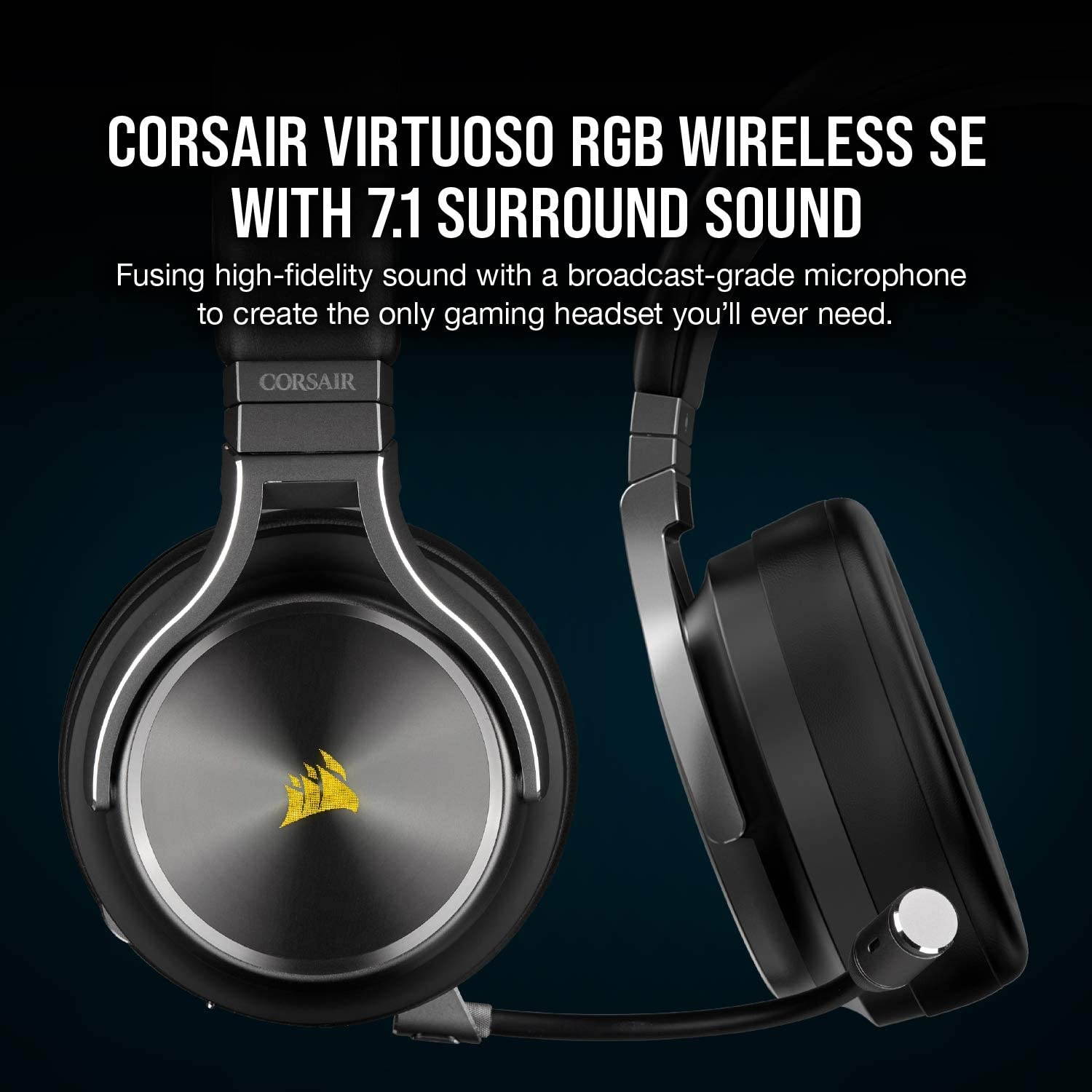 Corsair Virtuoso RGB Wireless Gaming Headset - High-Fidelity 7.1 Surround Sound w/Broadcast Quality Microphone - Memory Foam Earcups - 20 Hour Battery Life - Works with PC, PS5, PS4 &ndash; Carbon