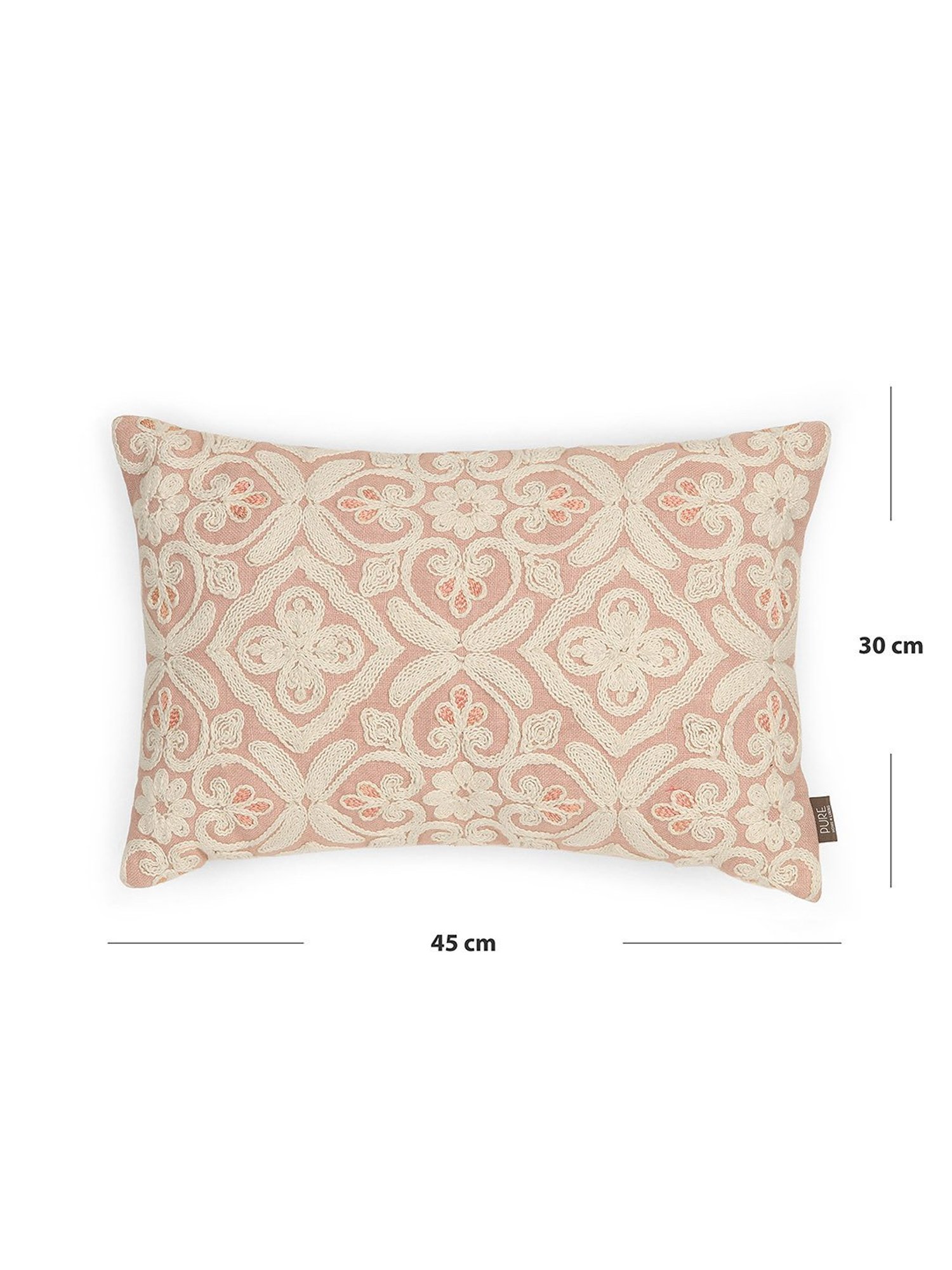 Pure Home and Living Pink Cotton Embroidery Cushion Covers