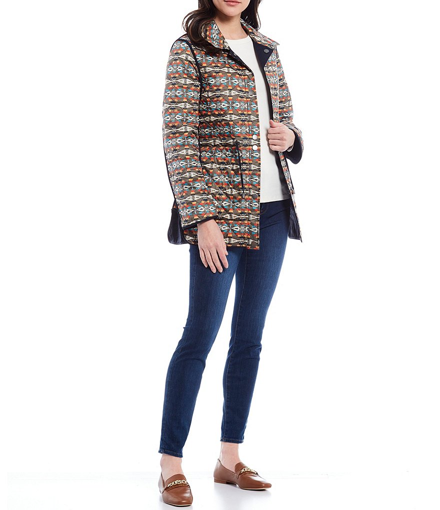 Ali Miles Printed Button Front Floral Wire Neck 3/4 Bell Sleeve Jacket