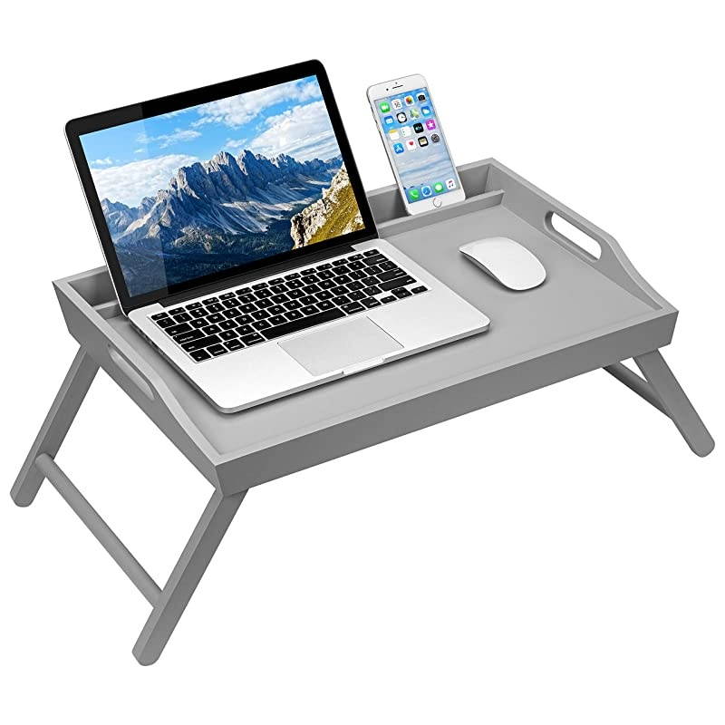 Home Media Bed Tray with Phone Holder Fits up to 173 Inch Laptops and Most Tablets Calming Gray Style No 78105