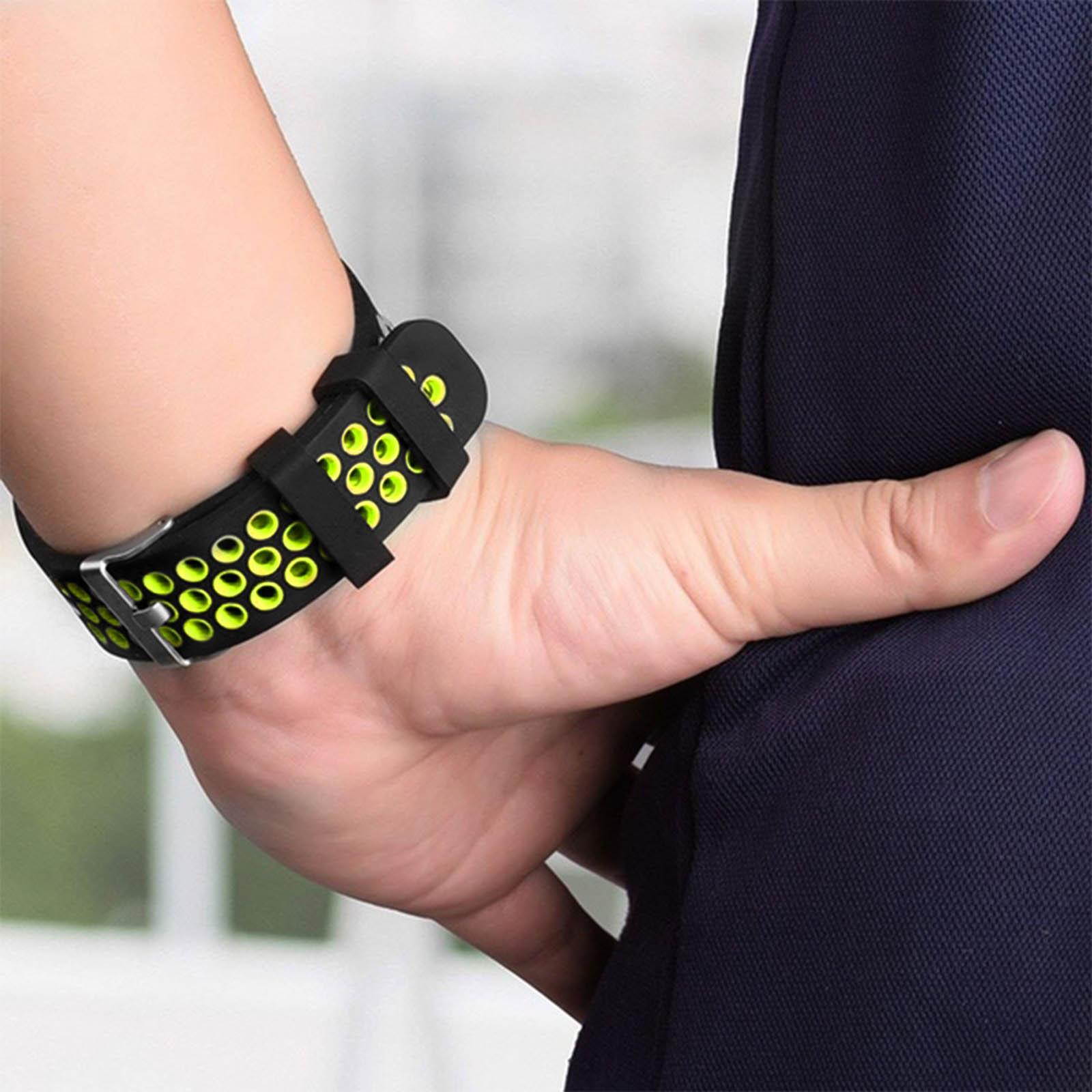 Samsung Galaxy Watch 46mm breathable silicone replacement bracelet - Black/Green