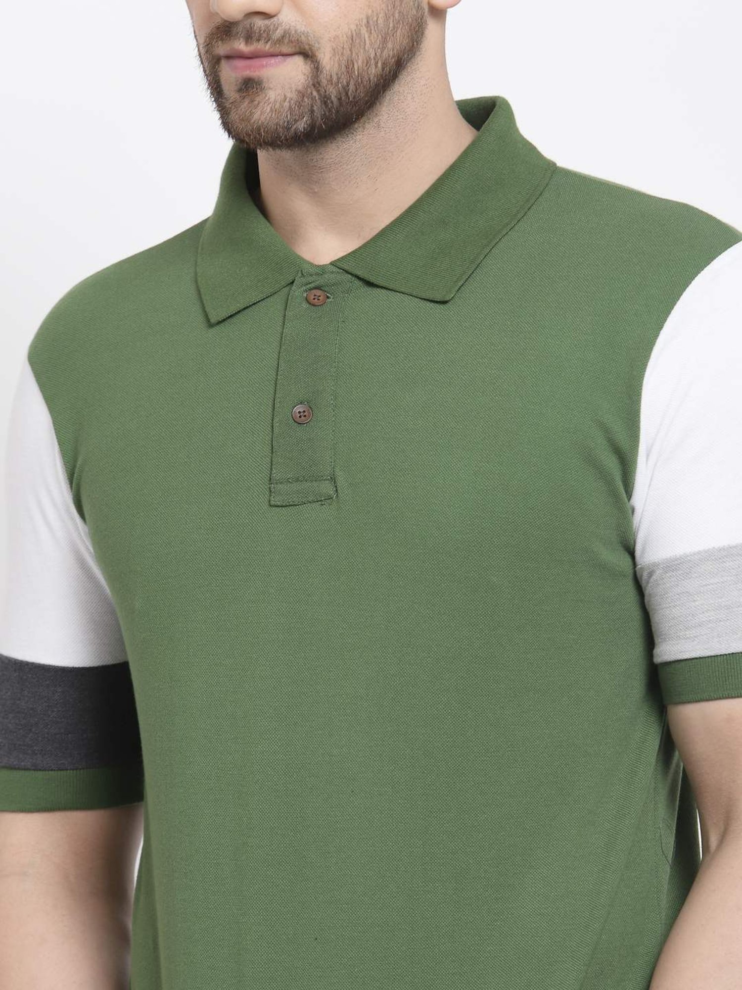 Kalt Multicolor Cotton Regular Fit Colour Block Polo T-Shirt