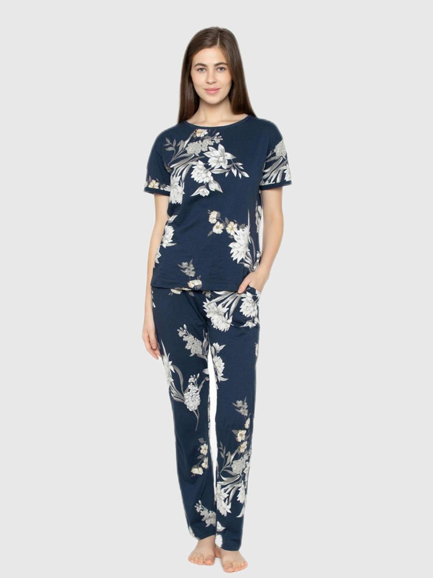 Triumph Navy Floral Print Pajama Set