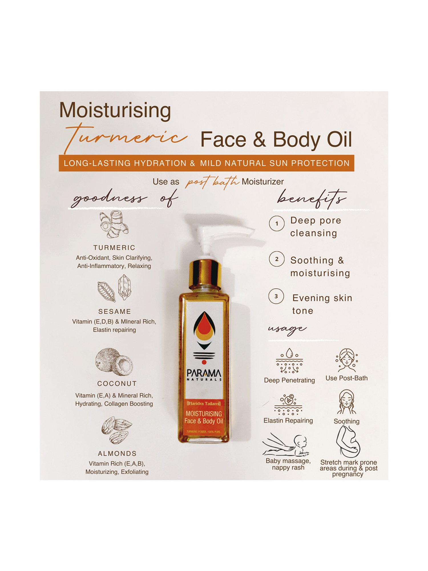 Moisturising Turmeric Face & Body Oil - 100 ml