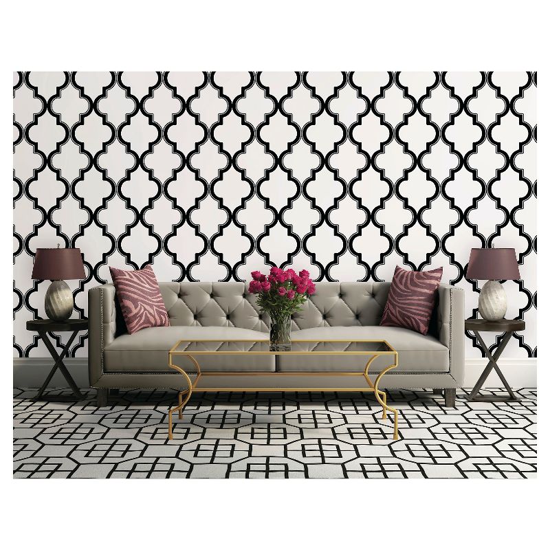 Devine Color Cable Stitch Peel & Stick Wallpaper Black/White