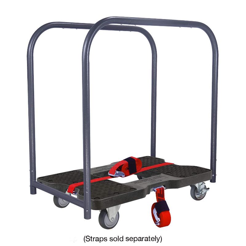 Snap Loc 1,200 lb Capacity General Purpose E Track Panel Cart Dolly Black, Heavy Duty 4 in Thermoplastic Swivel Non Marking Caster Wheels