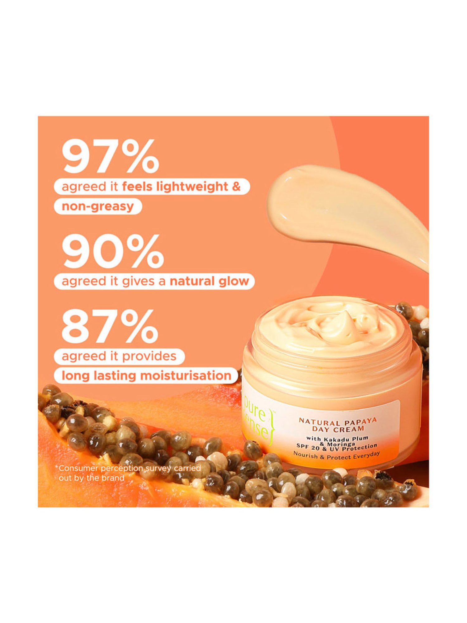 Pure Sense Natural Papaya Day Cream with Kakadu Plum & Moringa - 60 gm