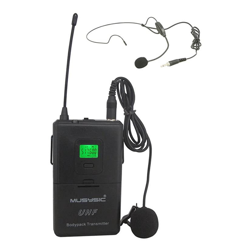 MUU502mLL Professional Dual Channel UHF Lapel Lavalier Headset Wireless Microphone System with Monitor Output FCC Compliance