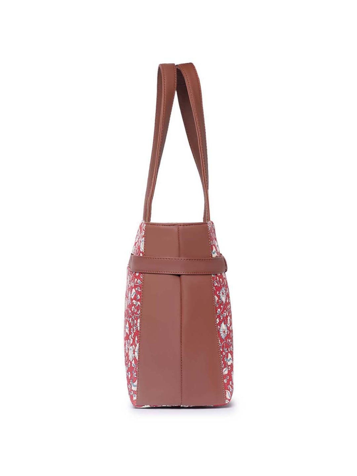 ZOUK Red Printed Large Laptop Tote Handbag