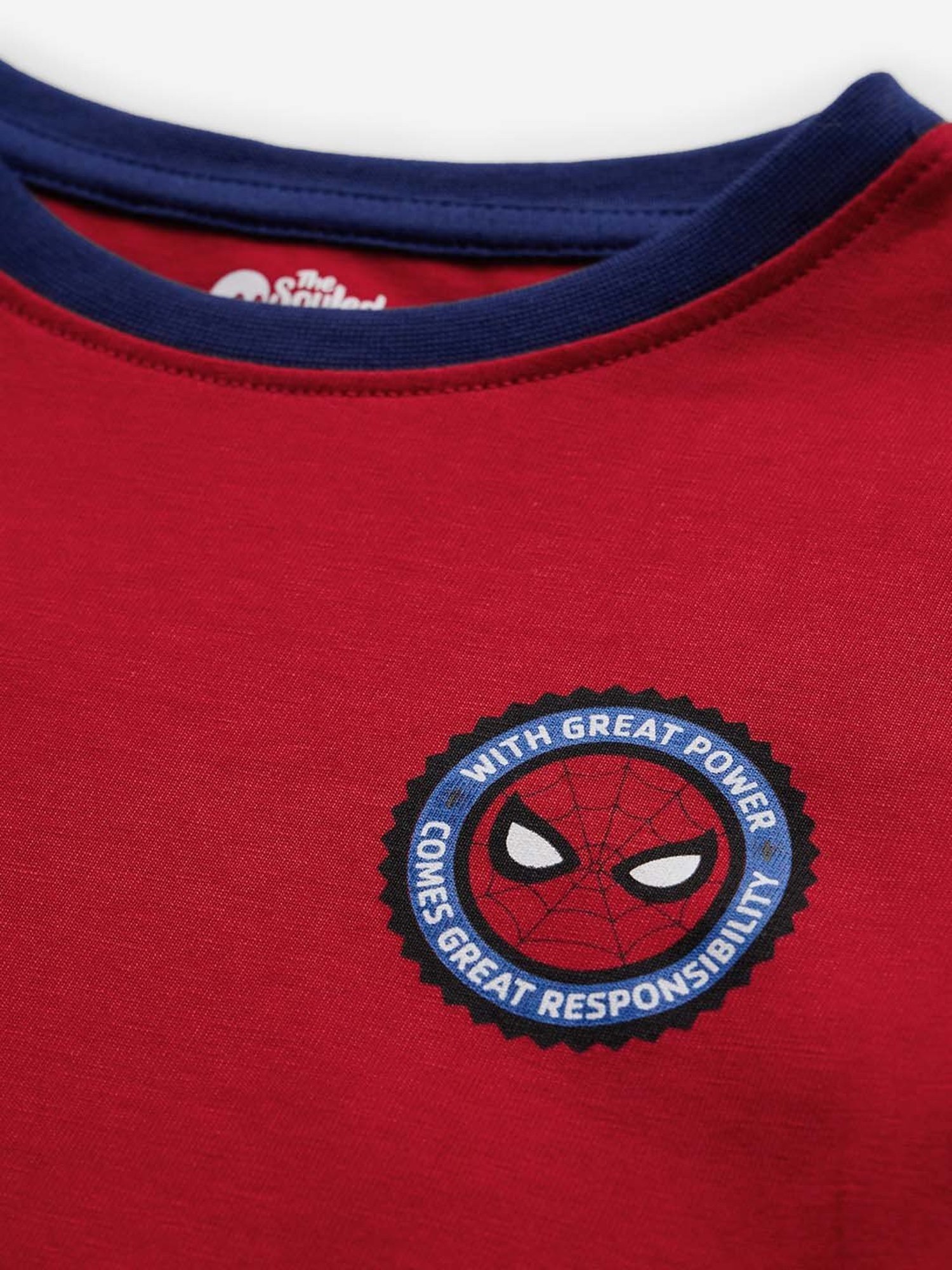The Souled Store Kids Red & Navy Cotton Printed Full Sleeves Spiderman Sweatshirt